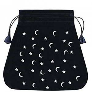 Punga catifea pentru carti de tarot Luna si Stele 20 cm