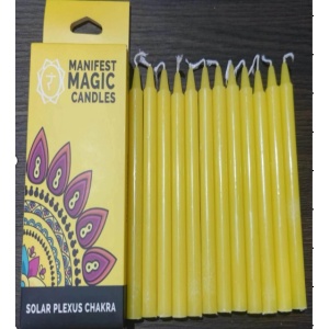 Set 12 lumanari galbene pentru ritualuri de fericire, 12x1.2 cm - Img 2