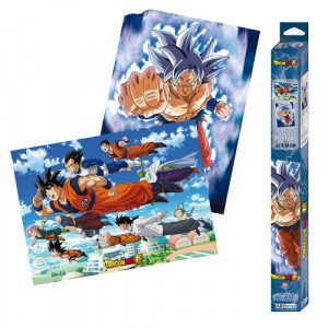 Goku si prietenii sai apar pe afisele acestui set Dragon Ball Super .