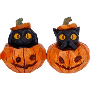 Set 3 figurine pisici negre in dovleci Three Wise Pumpkin Patch 7,7 cm - Img 6
