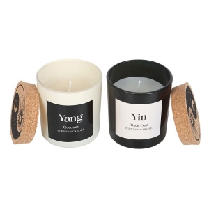 Set doua lumanari parfumate cu aroma de cocos si lemn de agar Yin & Yang - Img 2