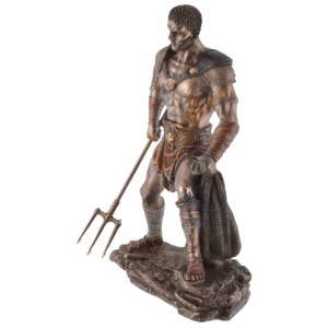 Statueta bronz si rasina gladiator Retiarius 27cm - Img 3