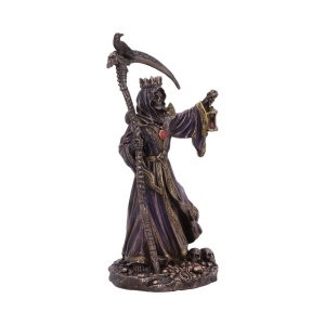 Statueta bronz si rasina, moartea cu coasa, Deathly Crown 21.3cm - Img 4