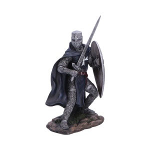 Statueta Cavaler Ospitalier Negru – decor medieval gotic, 17.3 cm - Img 4