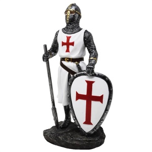 Statueta Cavaler Templier cu Topor si Scut, 18,5 cm - Img 5