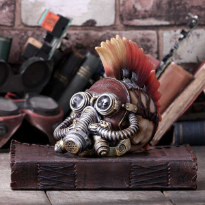 Statueta craniu steampunk Flame Hawk 23cm - Img 7