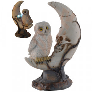 Statueta cu led Bufnita Pe Luna 19 cm
