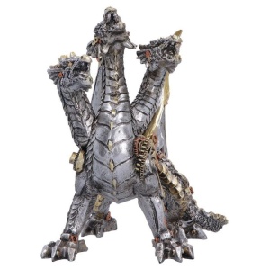 Statueta dragon cu trei capete Cogwork Trinity – decor steampunk collector 23 cm - Img 2