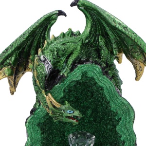 Statueta Dragon decorativ cu LED Emerald Overseer 18 cm - Gardianul Cristalului de Smarald - Img 5