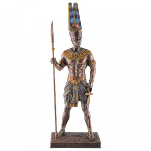 Statueta egipteana, bronz si rasina, zeul soarelui Amon-Ra 27cm - Img 6