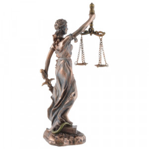 Statueta Justitia, zeita dreptatii, bronz si rasina, 17 cm - Img 3