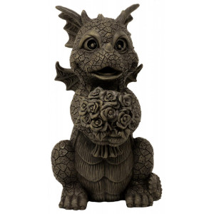 statueta dragonas oferind trandafiri
