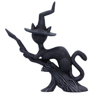 Statueta pisicuta neagra Bewitch - decor gotic cu pisici si vraji, 15 cm - Img 3