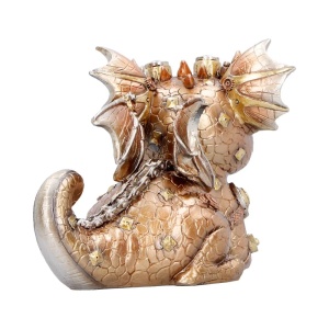 Statueta pui de dragon auriu Gearling – decor fantasy collector 15 cm - Img 4
