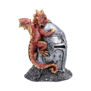 Statueta pui de dragon rosu Hatchling Helm – decor medieval collector 12.3 cm - Img 4