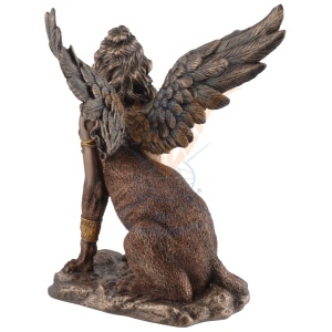 Statueta rasina cu bronz, mitologia greaca, Sfinxul din Teba, Oracolul Destinului - Img 4