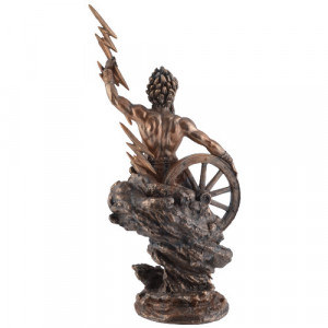 Statueta rasina si bronz, mitologia celtica, Taranis - zeul tunetului 26cm - Img 4
