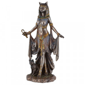 Statueta rasina si bronz, mitologia egipteana, zeita Bast 26 cm