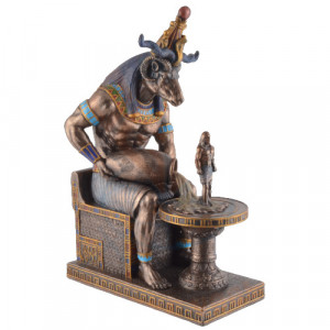 Statueta rasina si bronz, mitologia egipteana, zeul Chnum 22 cm