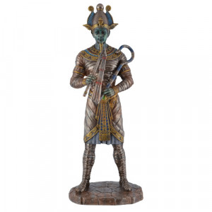 Statueta rasina si bronz, mitologia egipteana, zeul Osiris 27cm - Img 1