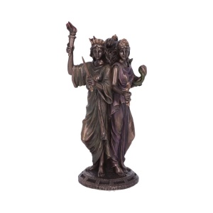 Statueta rasina si bronz, mitologia greaca, Hecate Zeita Magiei 21 cm - Img 4