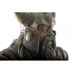 Statueta rasina si bronz, mitologia nordica, bustul zeului Odin 41cm - Img 5