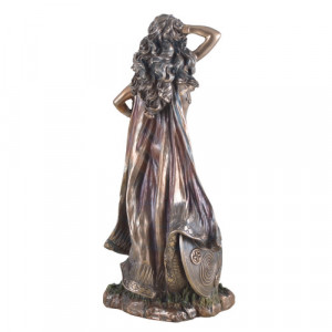 Statueta rasina si bronz, mitologia nordica, zeita dragostei Freya 27cm - Img 5
