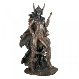 Statueta rasina si bronz, mitologia nordica, zeita Frigga 26cm