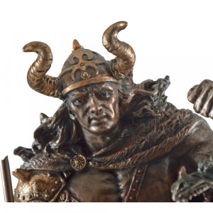 Statueta rasina si bronz, mitologia nordica, zeul Loki 27cm - Img 4