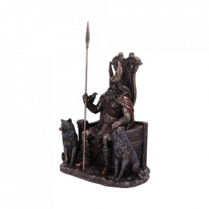 Statueta rasina si bronz, mitologia nordica, zeul Odin 22cm - Img 2