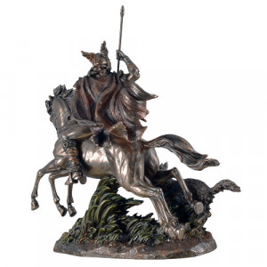 Statueta rasina si bronz, mitologia nordica, zeul Odin 32cm - Img 2