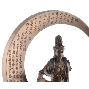 Statueta rasina si bronz zeita asiatica Guan Yi, zeita compasiunii 23 cm - Img 2