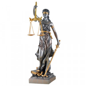 Statueta rasina si bronz zeita dreptatii Themis ( Justitia) 33cm - Img 1
