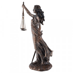 Statueta rasina si bronz zeita dreptatii Themis ( Justitia) 35cm - Img 2