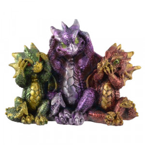 Statueta Trei dragonei intelepti 12 cm.Statueta Trei dragonei intelepti, trei dragonei simpatici pentru colectia iubitorilor de dragoni.