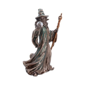 Statueta Vrajitor The Sorcerer din Bronz – decor fantasy, 20 cm - Img 4