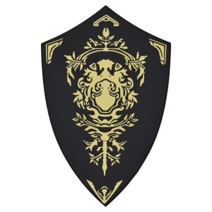 Suport decorativ de perete pentru sabie – Black & Gold Heraldic Shield