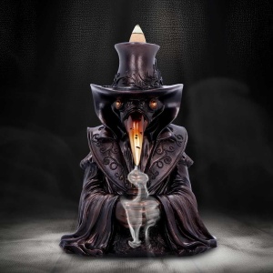 Suport pentru conuri parfumate Backflow Miasma Plague Doctor, decor gotic fantasy ( 18 cm ) - Img 7