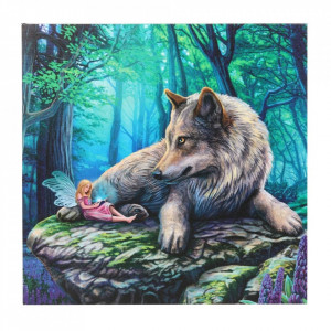 Tablou canvas cu led lup si zana Fairy Stories - Lisa Parker, 30x30cm - Img 3