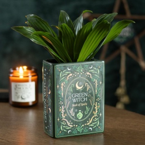Vaza din ceramica in forma de carte Green Witch 14.5 cm