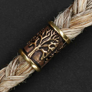 Bijuterie pentru barba/par bronz Copacul vietii 1.4x0.7 cm - Img 1