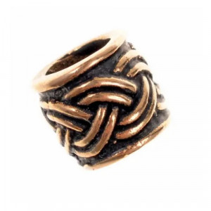 Bijuterie pentru barba/par bronz Nod Celtic impletit, diametru 0,6 cm
