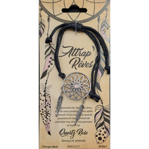 Bratara ajustabila Gardienii Viselor- Dreamcatcher cu Quartz roz, talisman pentru bucurie si Iubire - Img 2