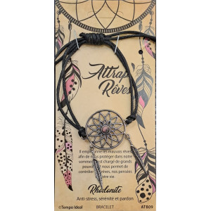 Bratara ajustabila Gardienii Viselor - Dreamcatcher cu Rodonit, talisman pentru Vindecare - Img 2