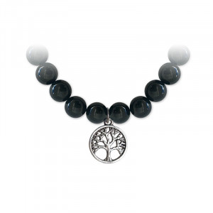 Bratara elastica cu charm Copacul Vietii - Onix, talisman pentru Protectie si Echilibru