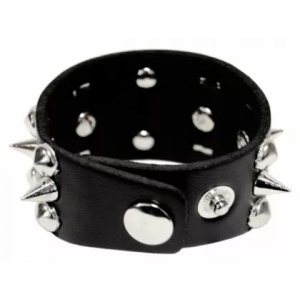 Bratara piele naturala Skull & Spikes 3.5cm x 21.5cm - Img 2