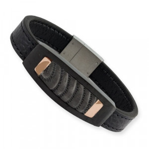 Bratara piele si otel inoxidabil Moonwalk circumferinta 20/21/22/23 cm