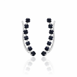 Cercei ear climber din argint 925 cu zirconii negre Black Starlight
