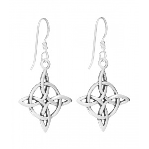 Cercei lungi din argint Nodul Vrajitoarelor, talisman pentru protectie,1.9 cm