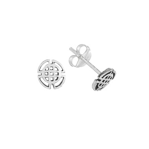 Cercei mici cu surub si tija, din argint Cruce Celtica 6.5mm